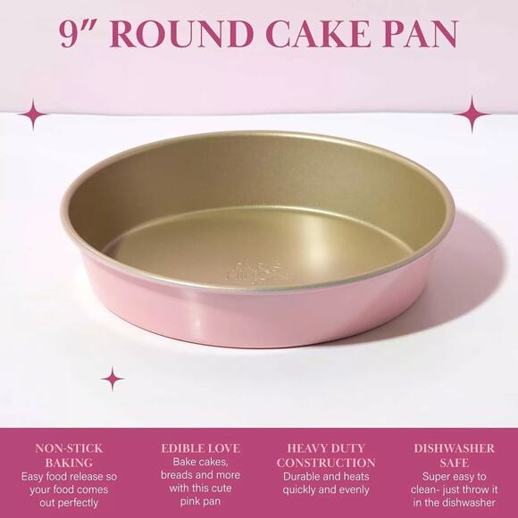 PARIS HILTON 9 inch Cake Pan Bakeware Pink Champagne Nonstick Heavy Duty New - Picture 5 of 13